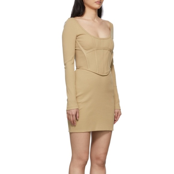 🆕DION LEE BEIGE LONG-SLEEVE CORSET MINI DRESS SIZE: XS-UK6 NWT - Picture 5 of 5